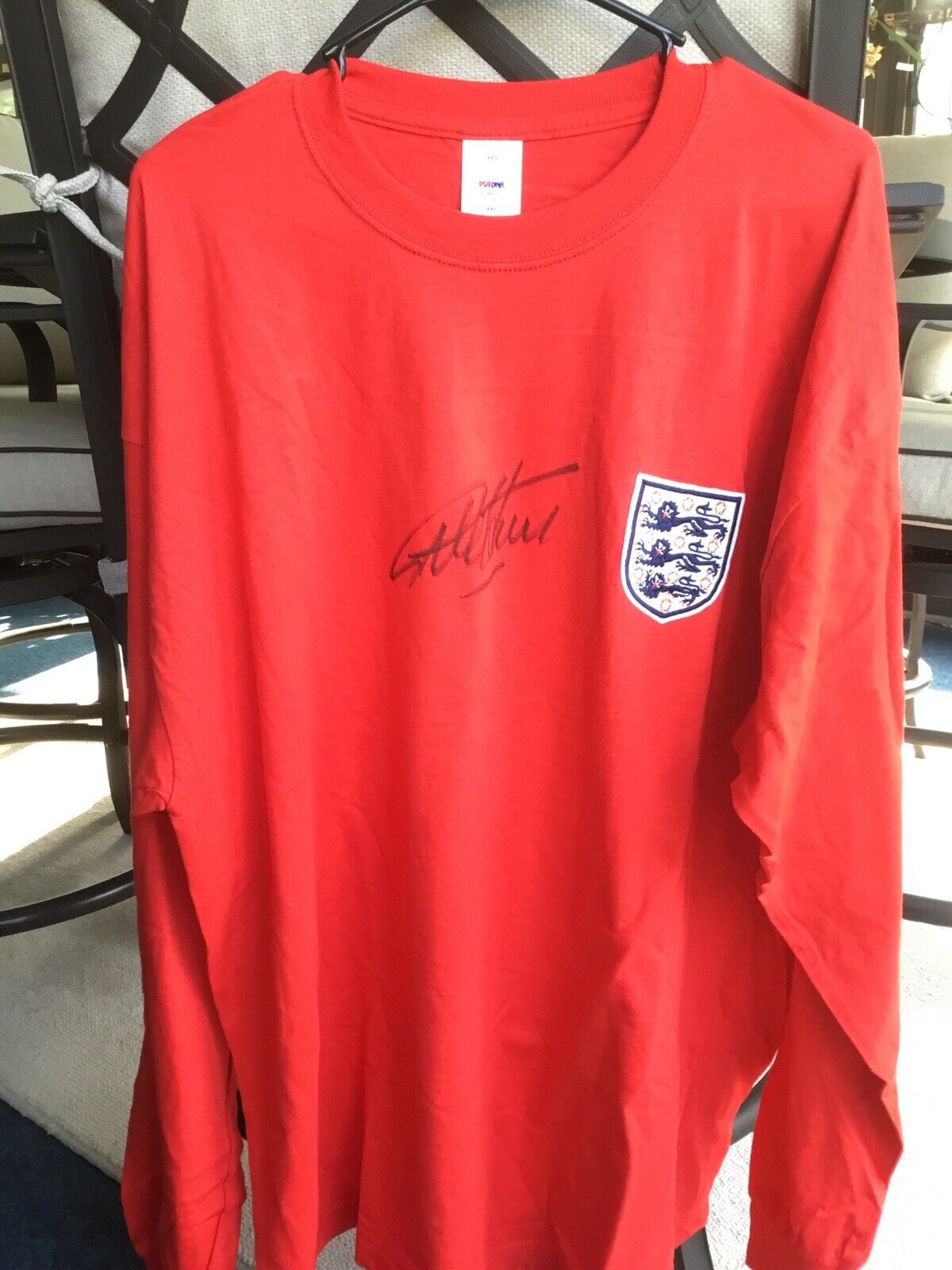 Geoff Hurst Signed 1966  England Soccer Long Sleeved Shirt XXL PSA Certified