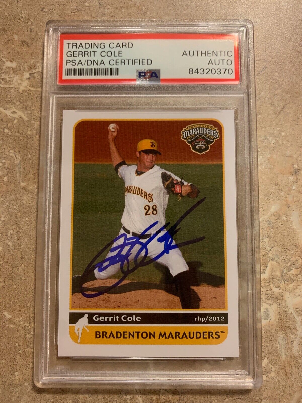 Gerrit Cole Autographed 2013 Bradenton Marauders Baseball Card PSA Slabbed