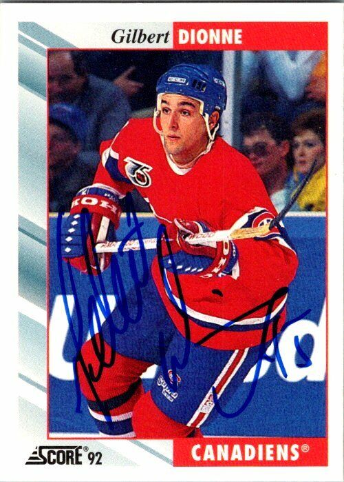 Gilbert Dionne Montreal Canadiens Hand Signed 1992-93 Score Hockey Card 331