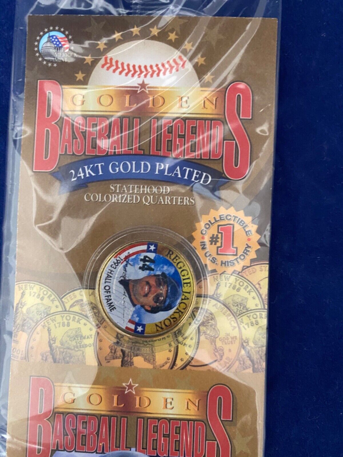 Golden Baseball Legends 24KT Gold Plated Colorized Quarter Reggie Jackson