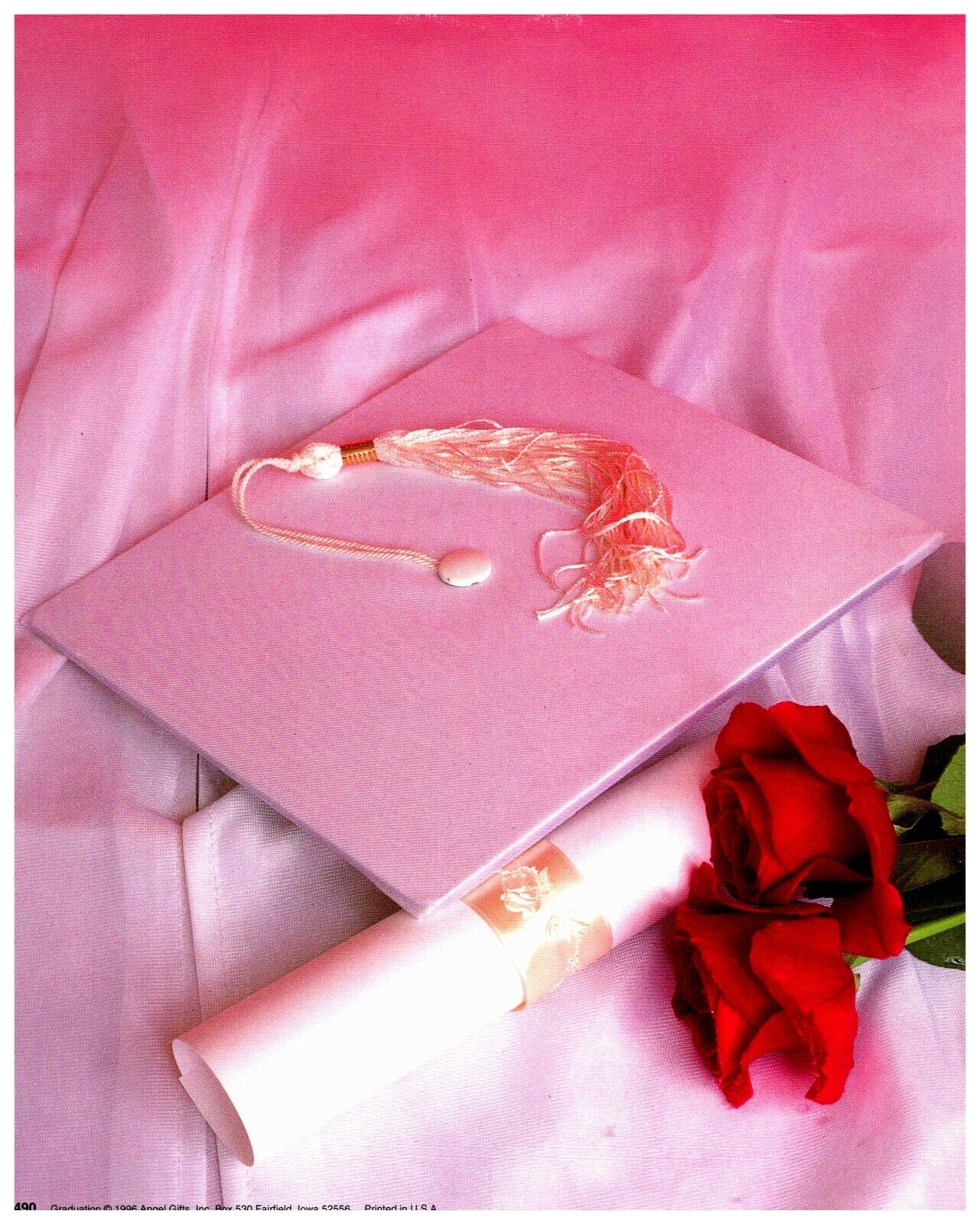 Graduation Pink Rose Diploma 1996 Angel Gifts 3490
