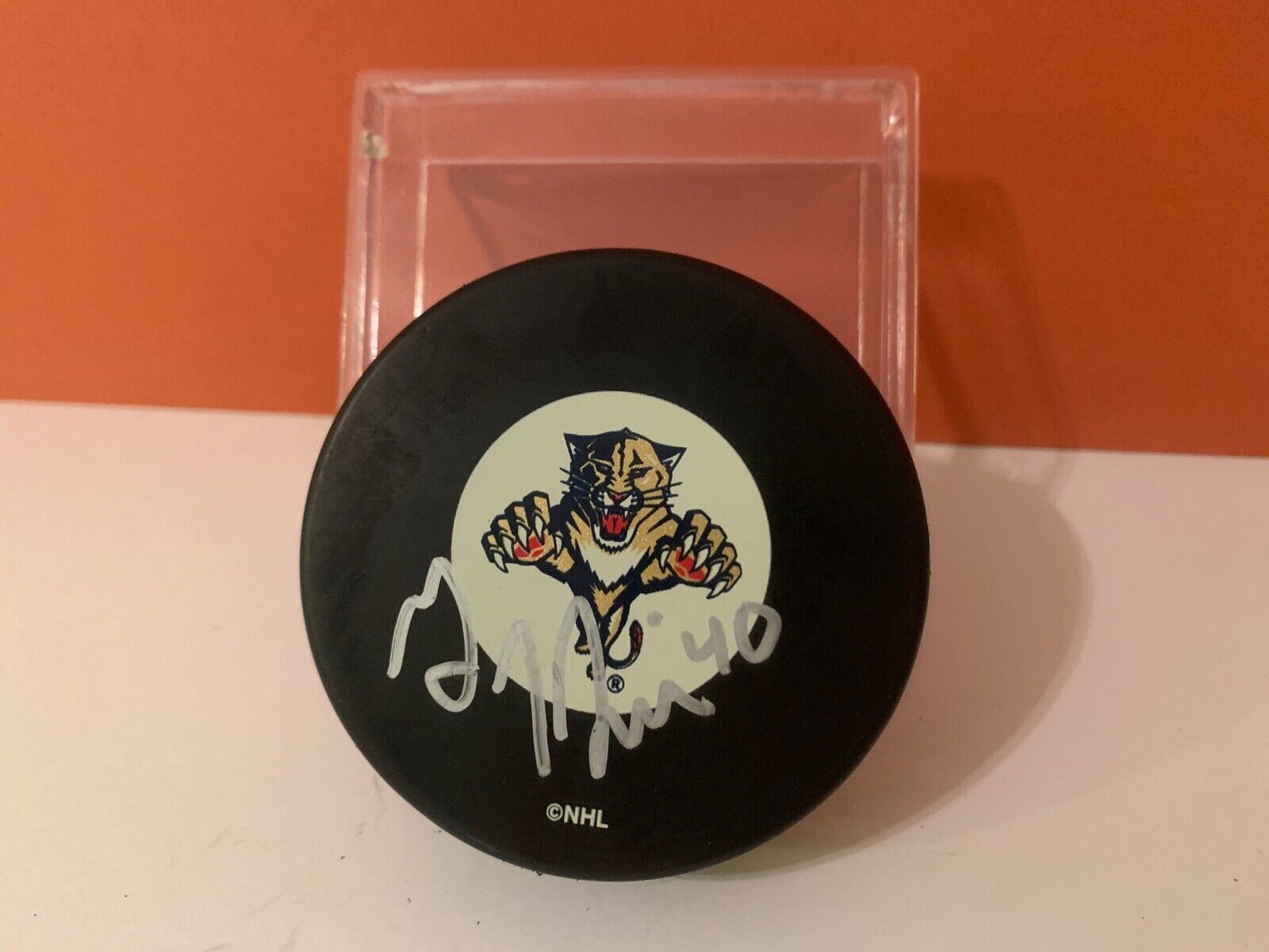 Greg Jacina Autographed Official NHL Hockey Puck with Florida Panthers Logo