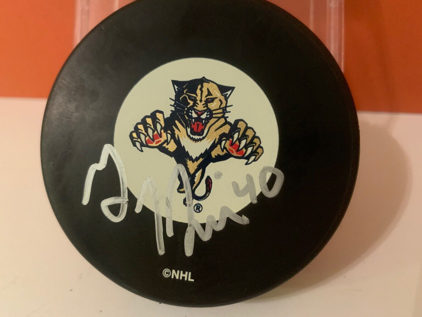Greg Jacina Autographed Official NHL Hockey Puck with Florida Panthers Logo