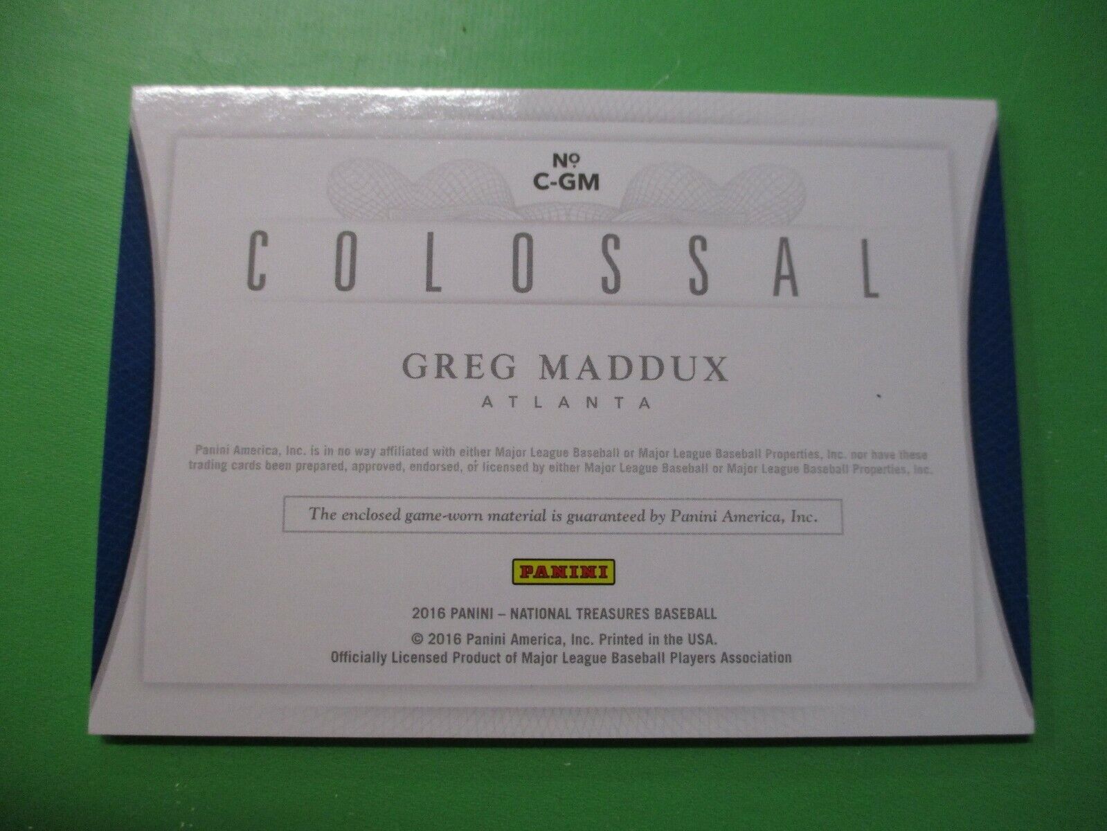 Greg Maddox 2015 National Treasure Colossal Jersey 17/25 Atlanta Braves No. C-GM