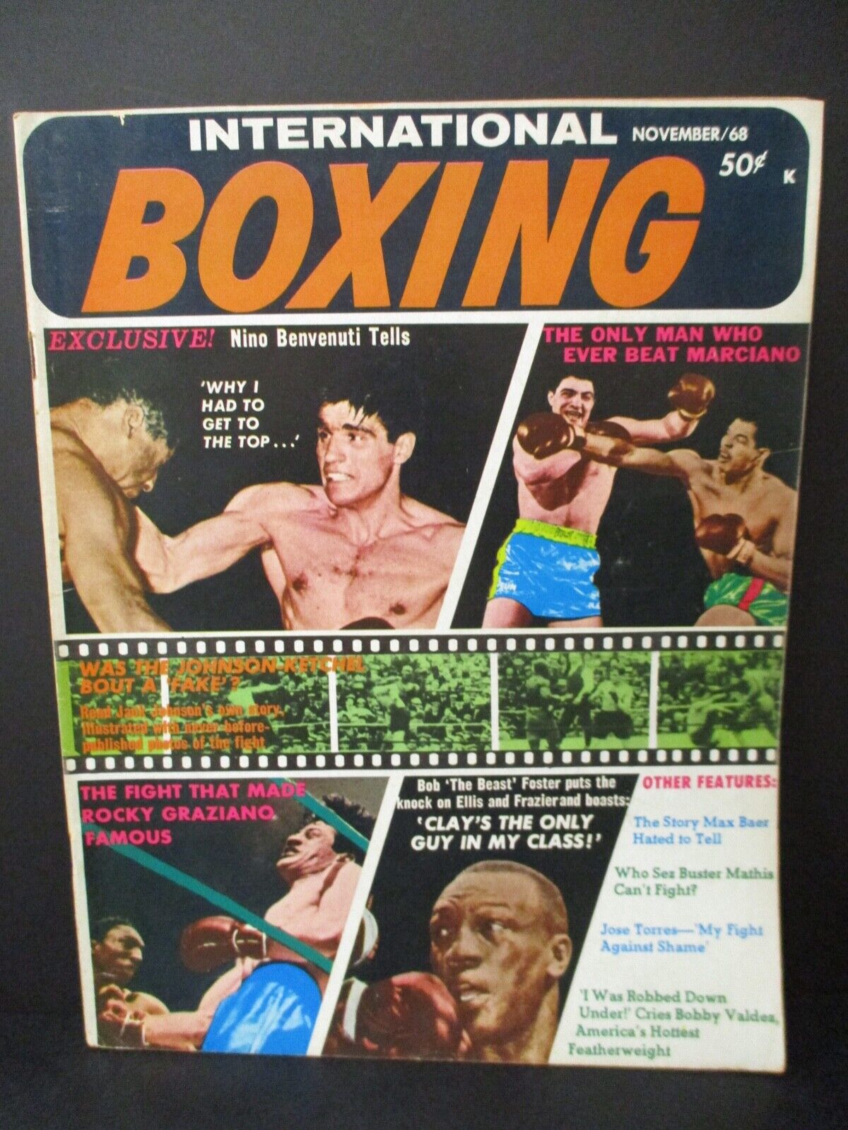 International Boxing Magazine November 1968 Rocky Graziano Nino Benvenuti VG