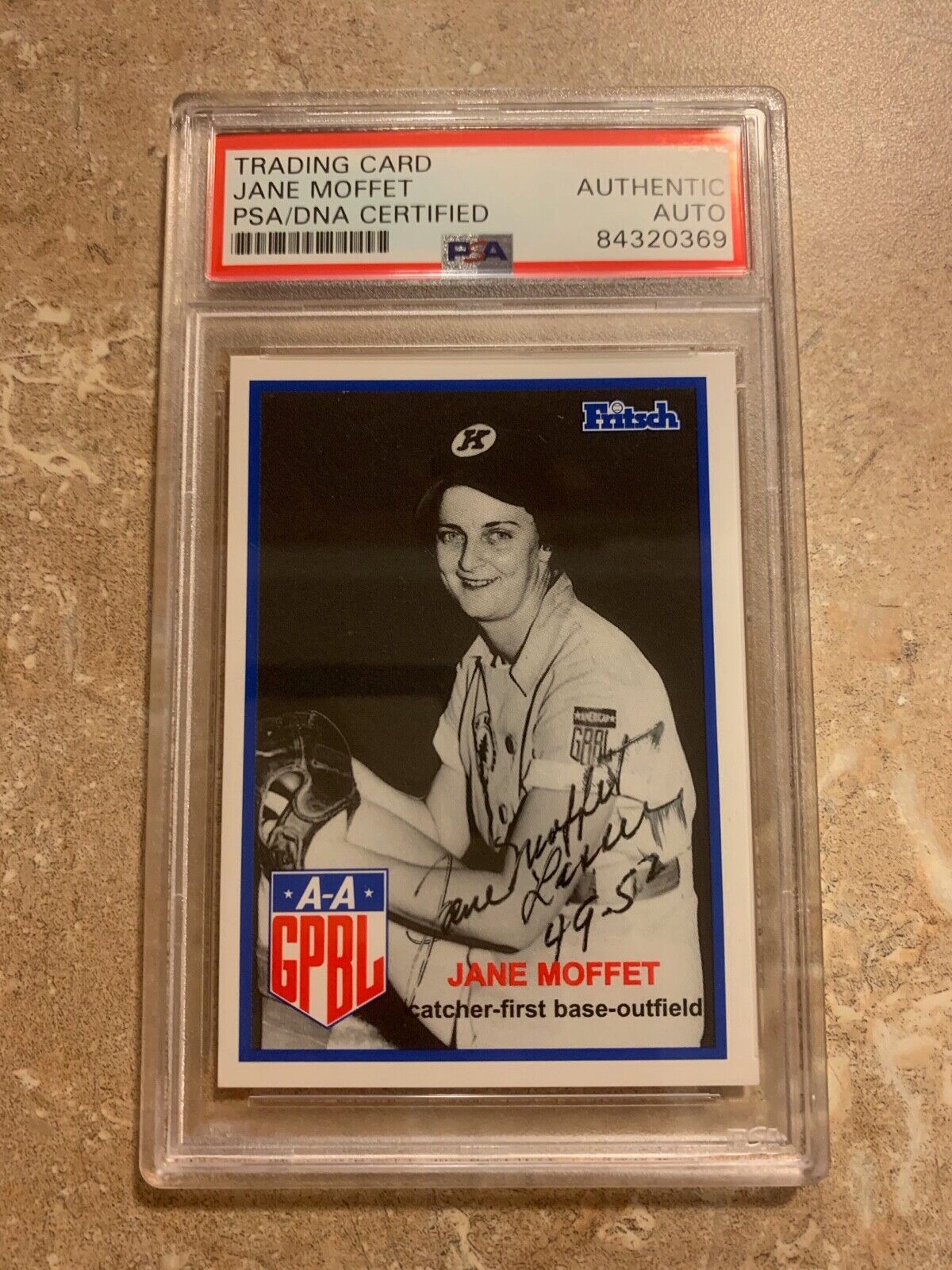 Jane Moffet Autographed Fritsch Woman's Baseball Card PSA Slabbed AAGPBL