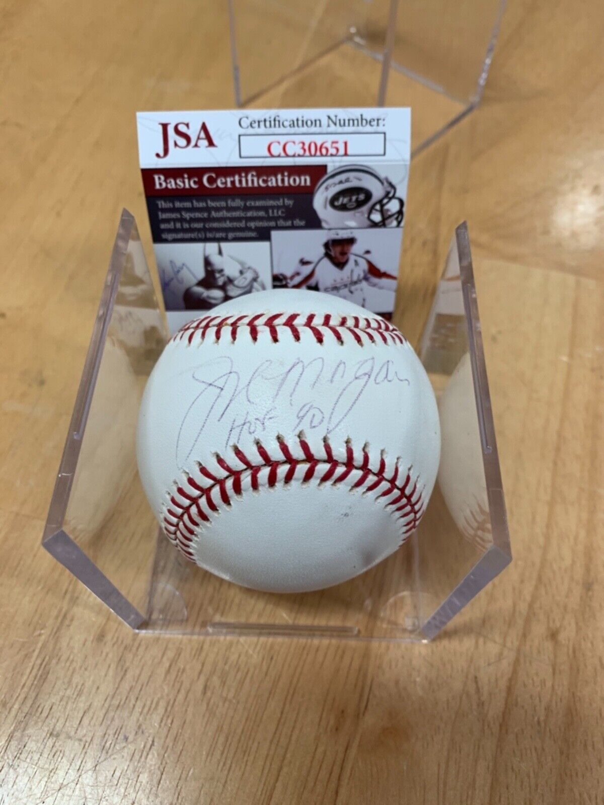 Joe Morgan Signed Rawlings Baseball HOF 90 Inscription with JSA