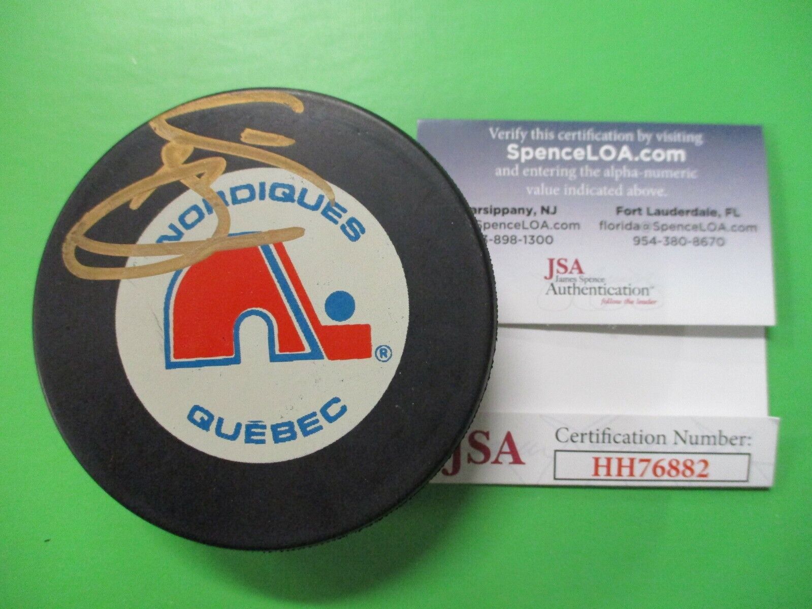 Joe Sakic Quebec Nordiques Signed Autographed NHL Licensed Hockey Puck with JSA