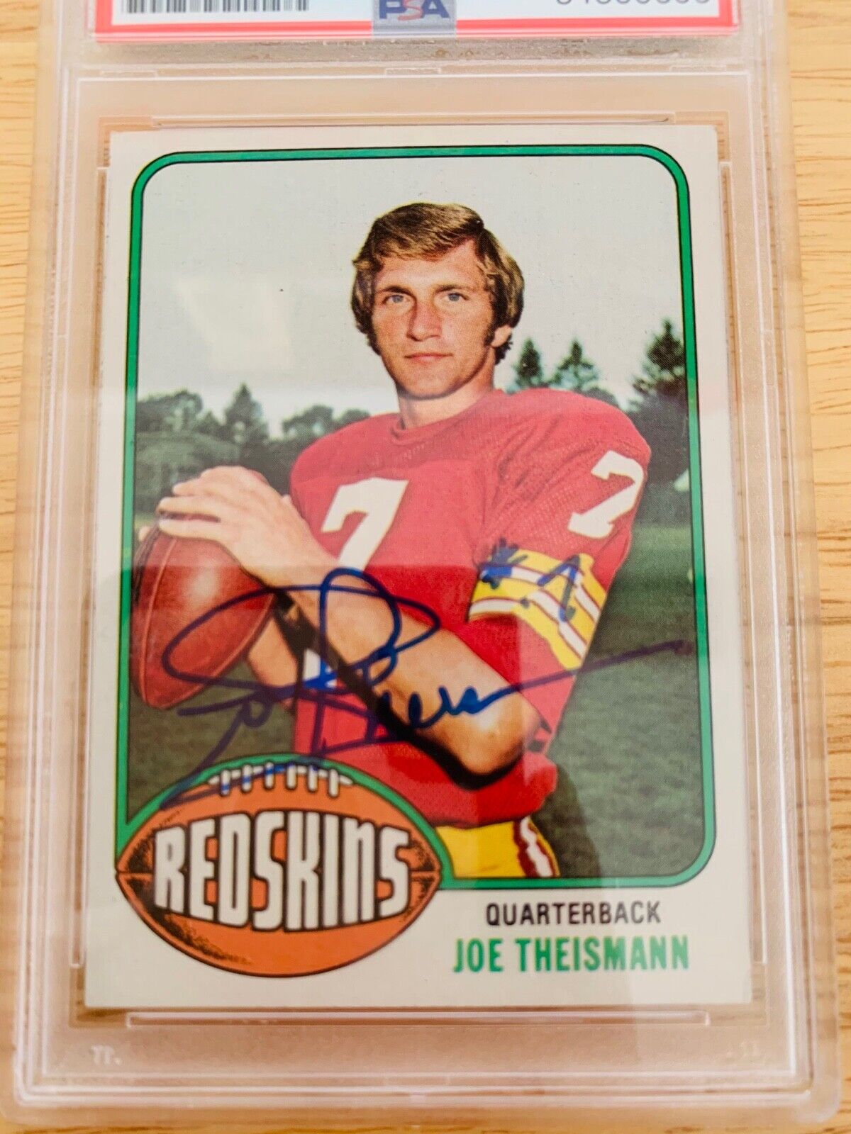Joe Theismann Autographed 1976 Topps Football Card PSA Certified Slabbed