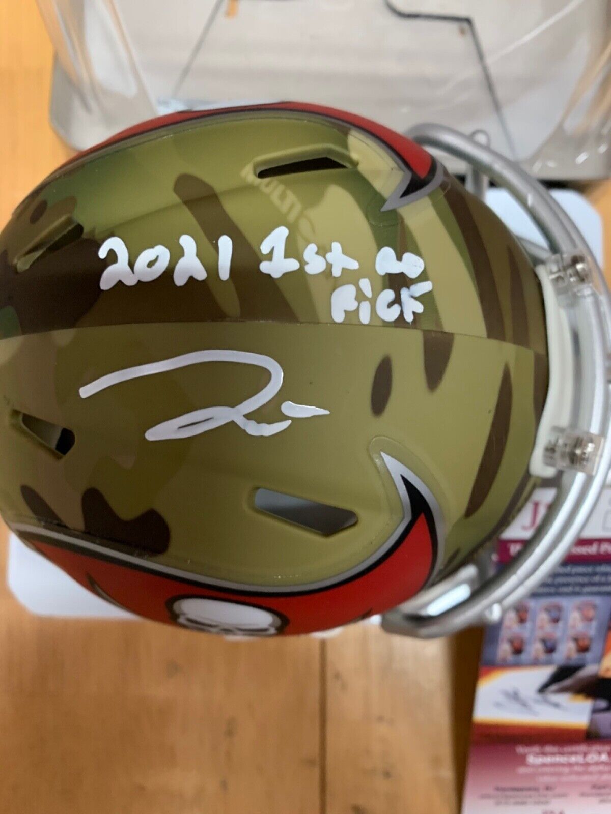 Joe Tryon Autographed RARE Camo Tampa Bay Buccaneers Mini Helmet JSA