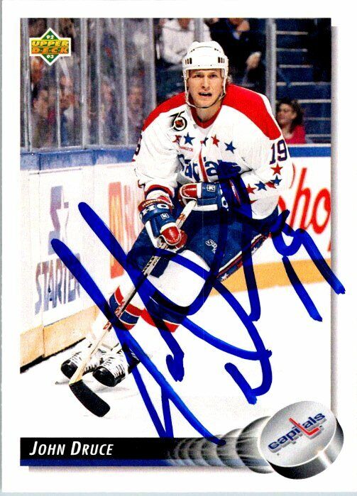John Druce Washington Capitals Hand Signed 1992-93 UD Hockey Card 205 NM-MT