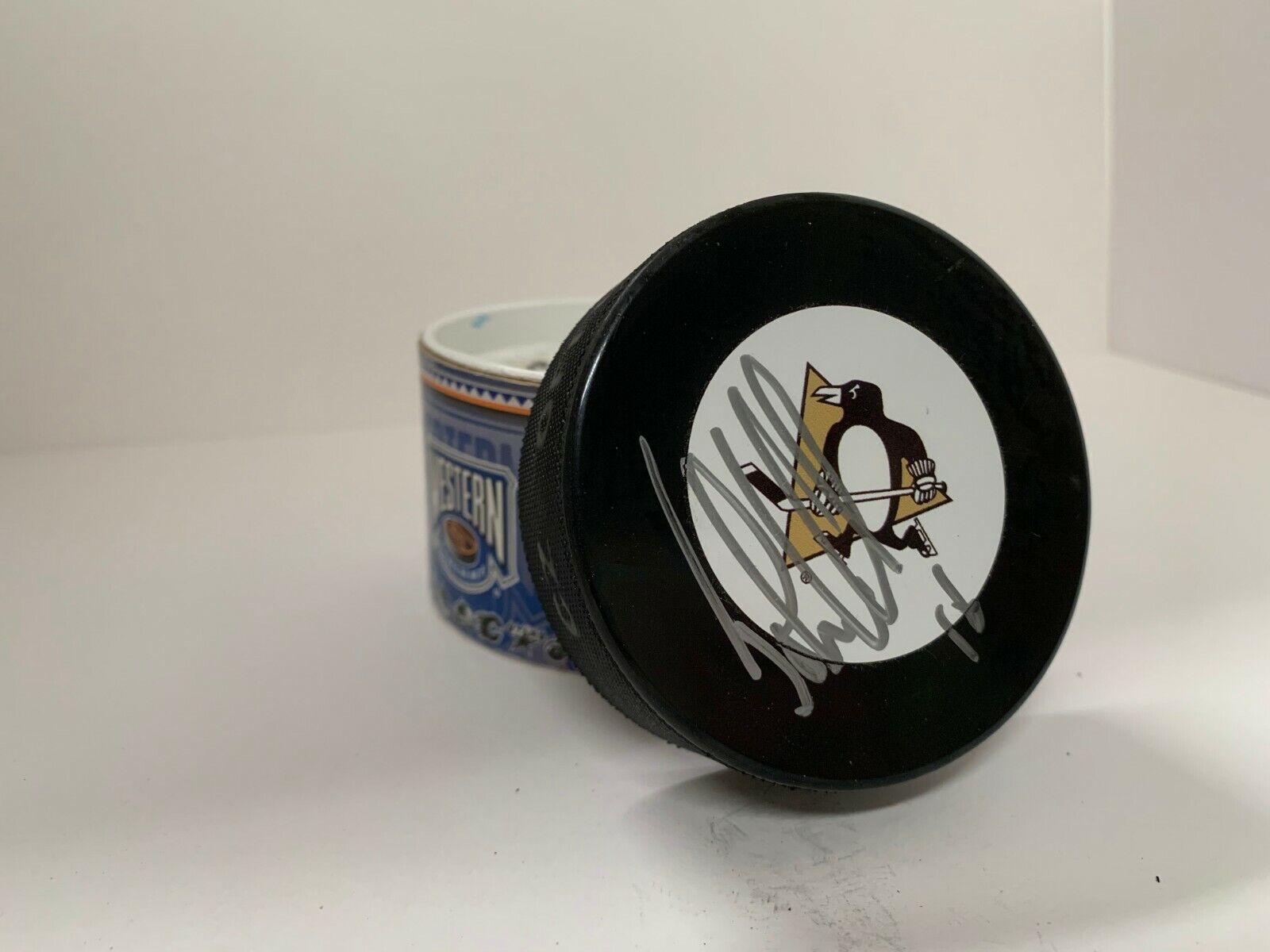 John LeClair Autographed Signed Pittsburgh Penguins Hockey Puck W/ ASCF COA