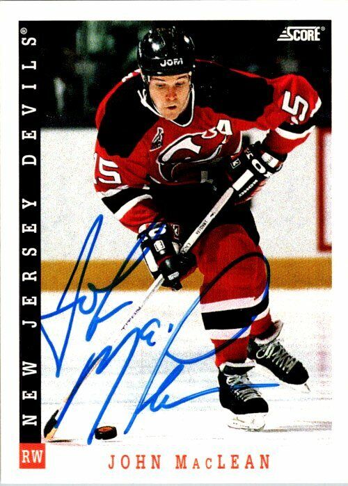John MacLean New Jersey Devils Hand Signed 1993-94 Score Hockey Card 81 NM