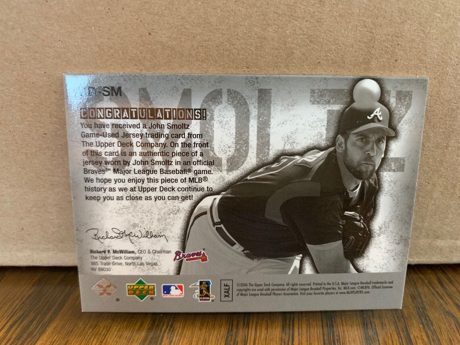 John Smoltz Atlanta Braves 2006 Upper Deck Game Materials Patch Card MLB