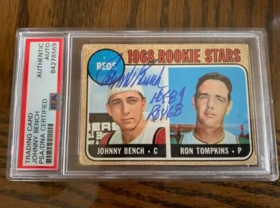 Johnny Bench Autographed Baseball Card PSA