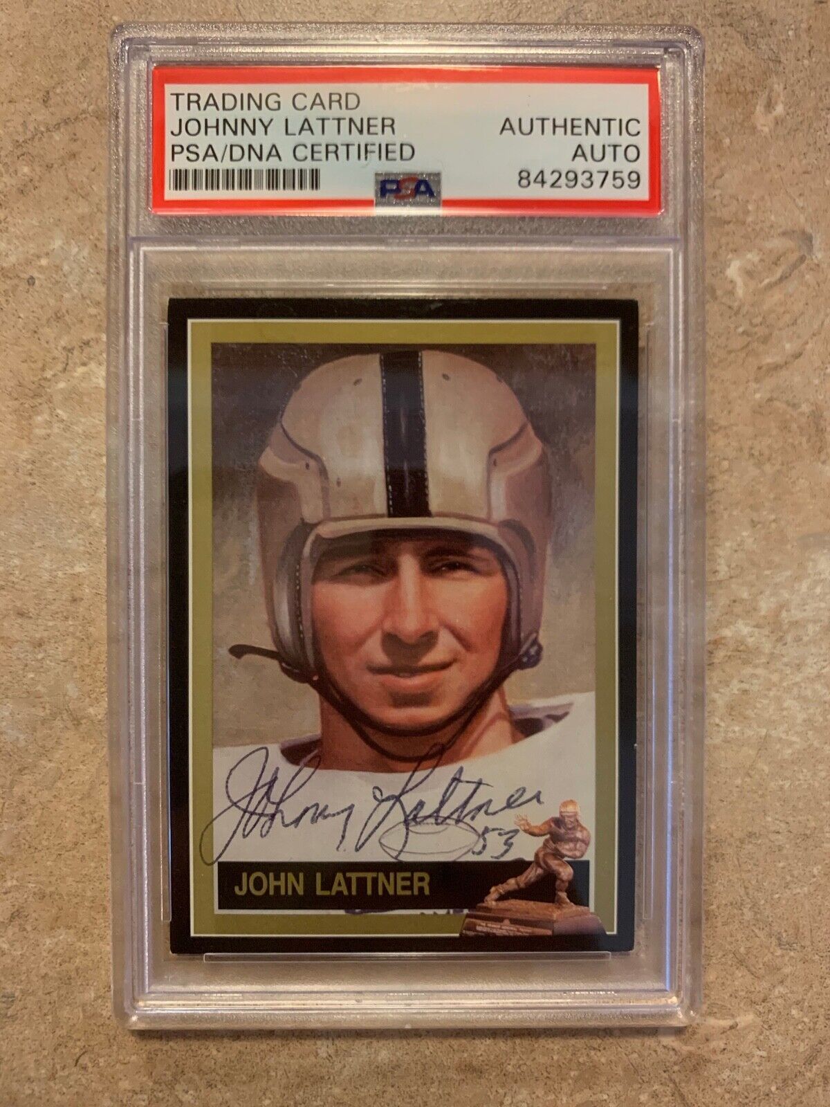 Johnny Lattner Autographed 1991 Heisman Col. Card 19 PSA Certified & Slabbed