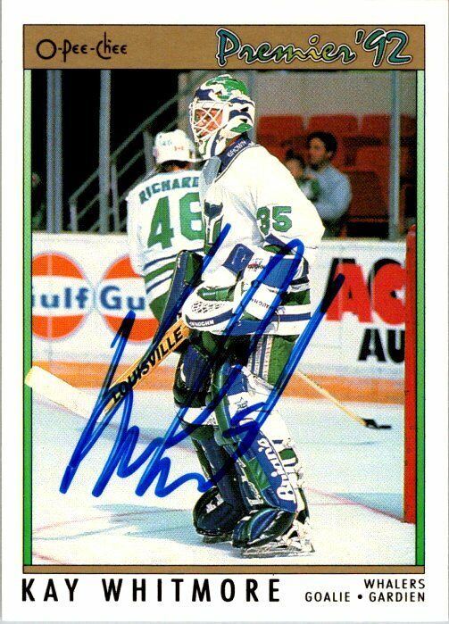 Kay Whitmore Hartford Whalers Hand Signed 1991-92 O-PEE-CHEE Hockey Card 182 NM