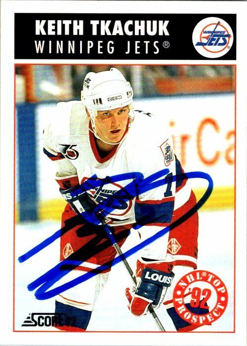 Keith Tkachuk Winnipeg Jets Hand Signed 1992-93 Score Hockey Card 458 NM-MT
