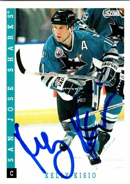Kelly Kisio San Jose Sharks Hand Signed 1993-94 Score Hockey Card 27 NM