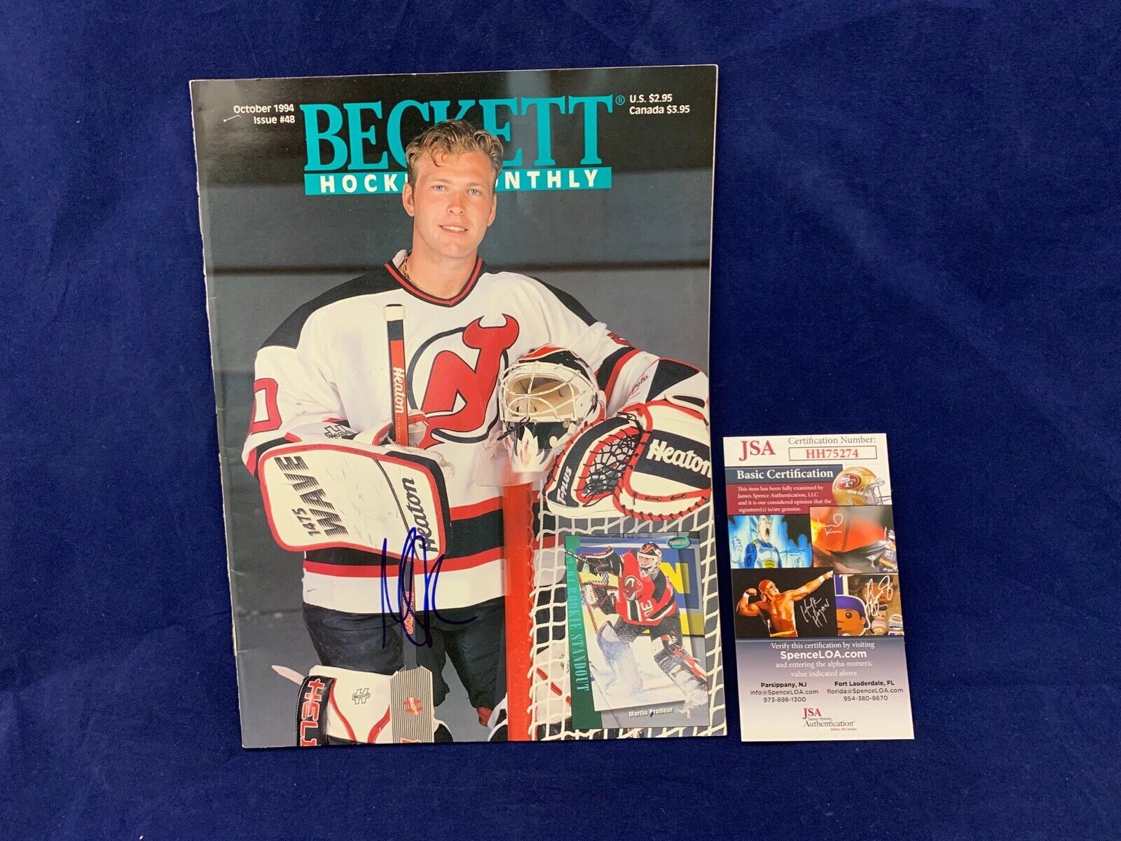 Martin Brodeur NJ Devils Autographed Beckett Hockey Magazine JSA COA HH75274