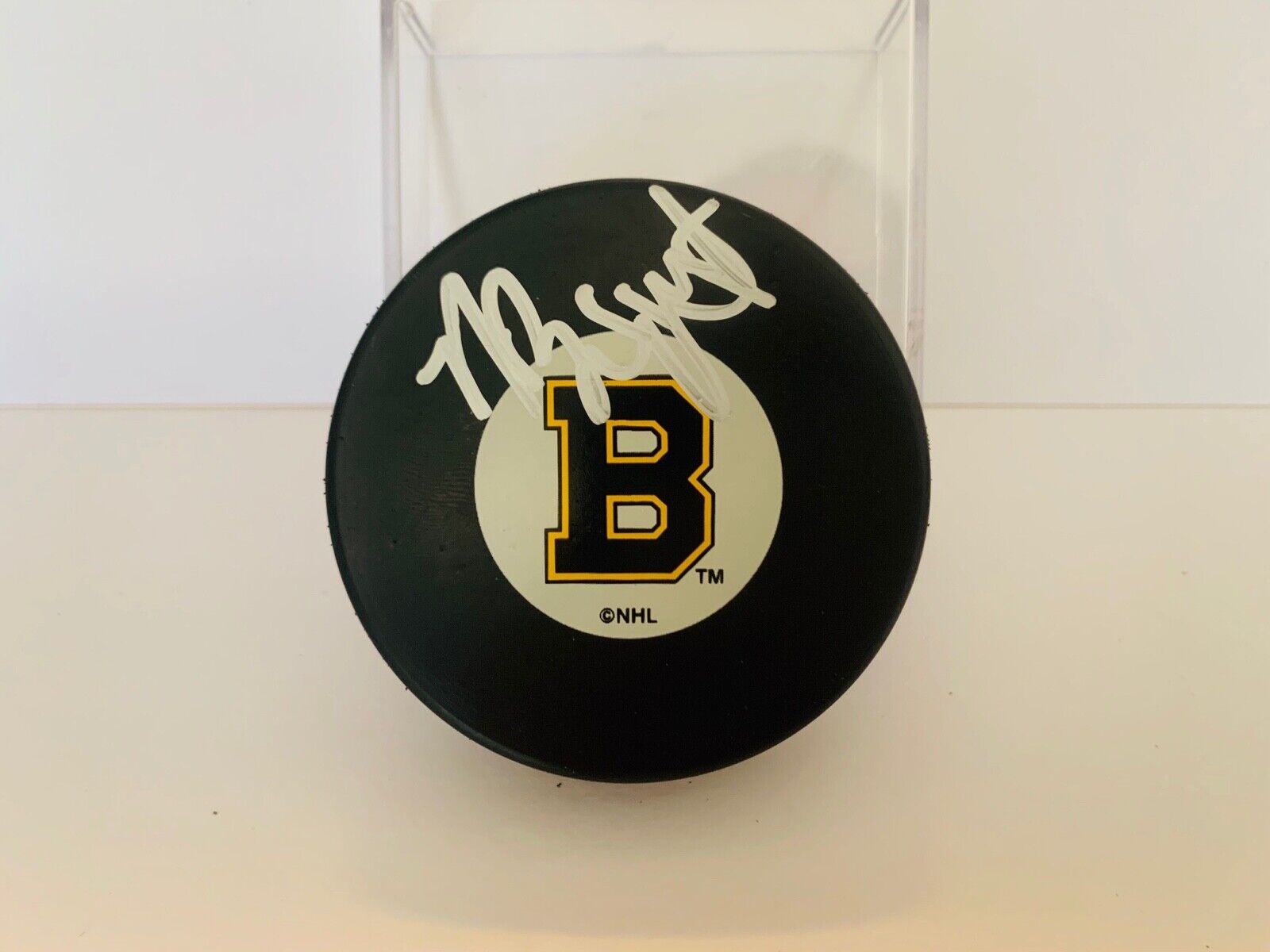 Martin Lapointe Autographed Signed NHL Licensed Hockey Puck Boston Team Logo