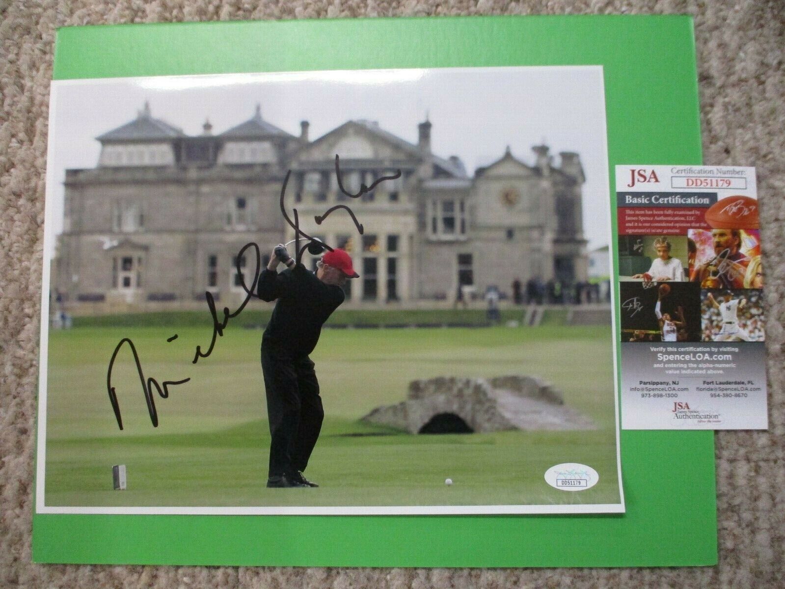 Michael Douglas Playing Golf Signed Autographed 8.5x11 Color Photo JSA