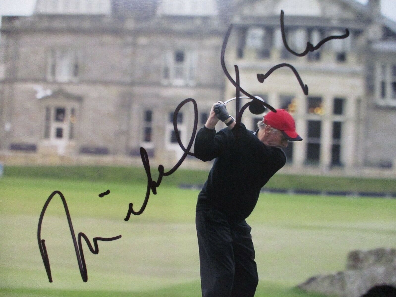 Michael Douglas Playing Golf Signed Autographed 8.5x11 Color Photo JSA