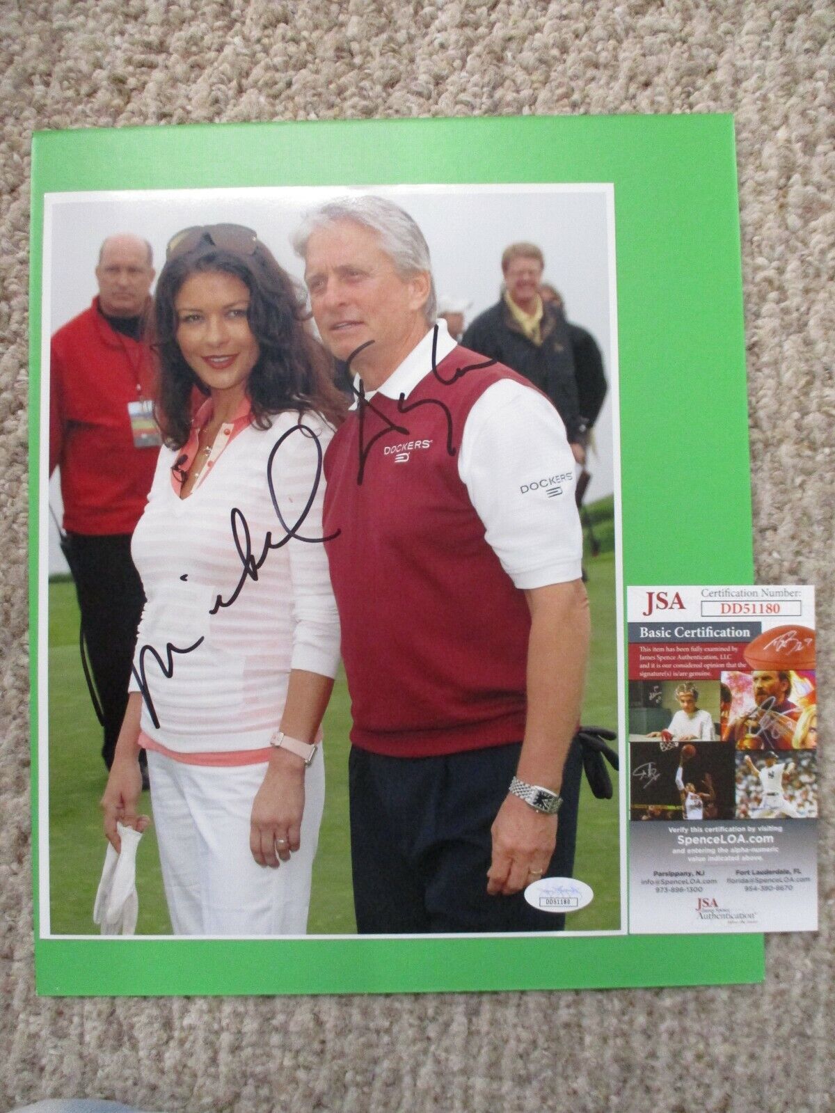 Michael Douglas Signed Autographed w/ Catherine Zeta Jones 8.5x11 Photo JSA