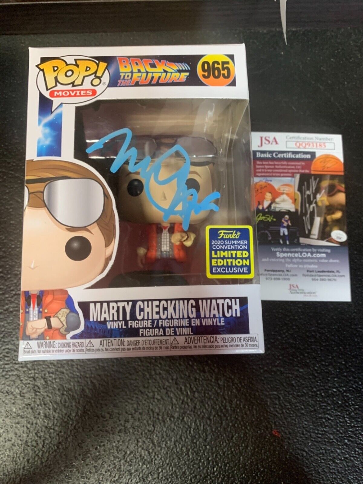 Michael J Fox “Marty Checking Watch” Funko Pop Autograph JSA Back to the Future