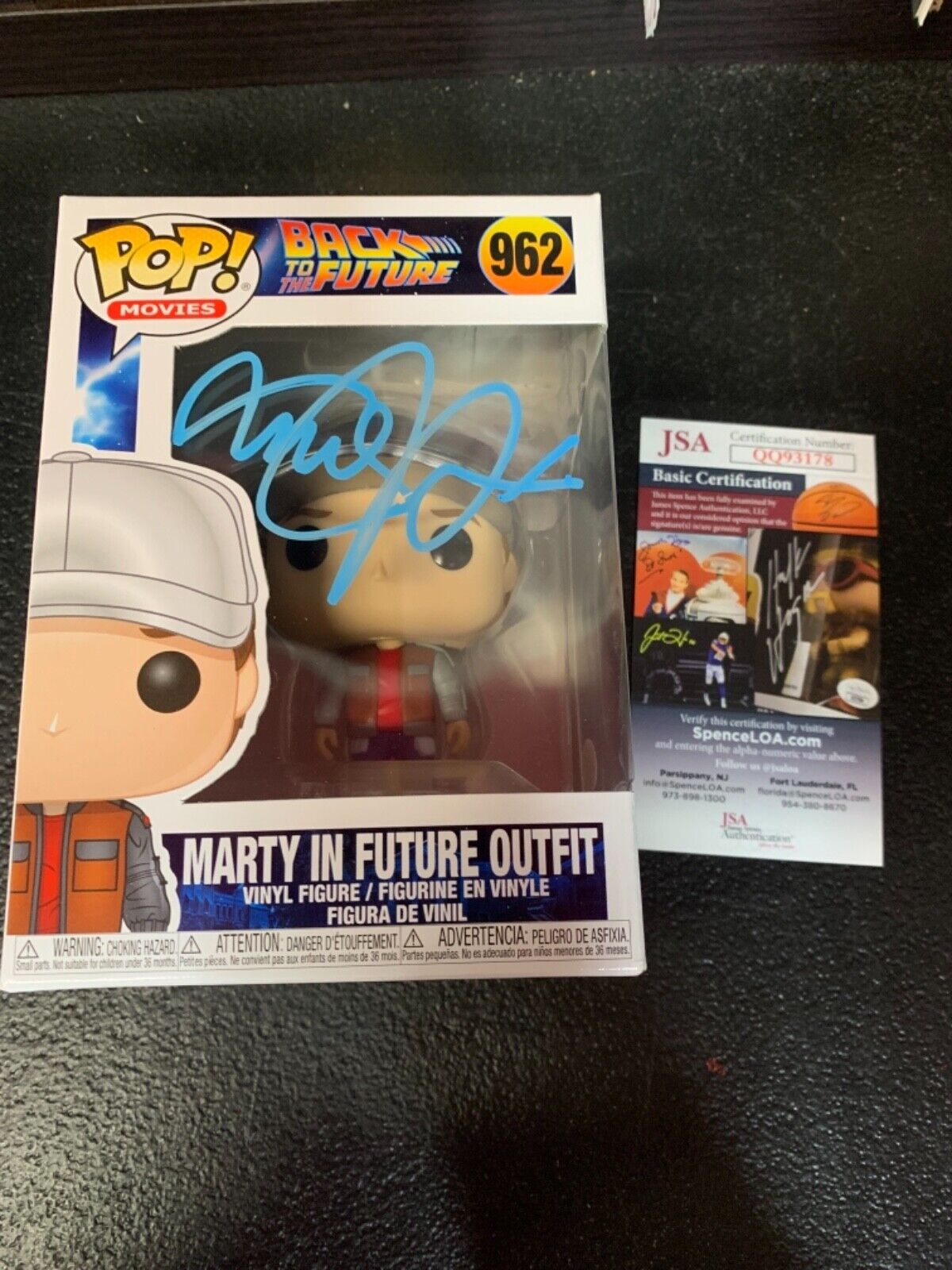 Michael J Fox “Marty McFly” Funko Pop Autograph JSA Back to the Future Outfit