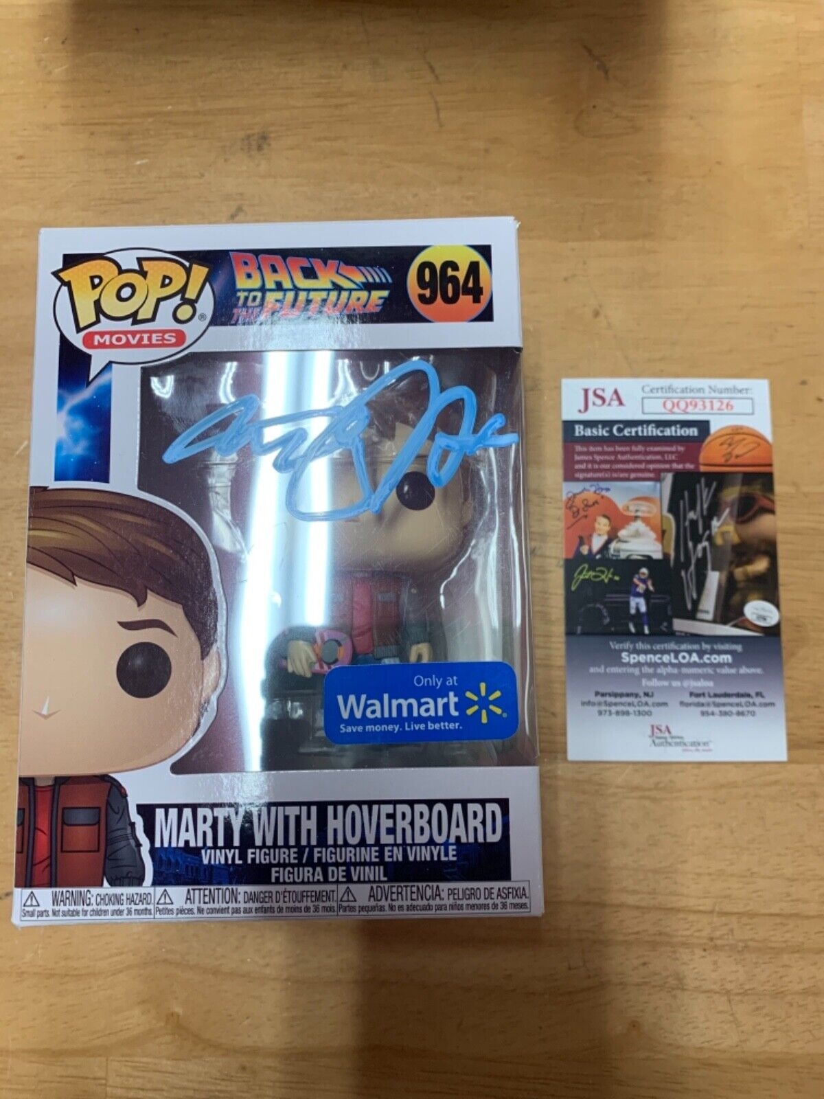 Michael J Fox “Marty McFly” Funko Pop Autograph JSA Back to the Future Walmart