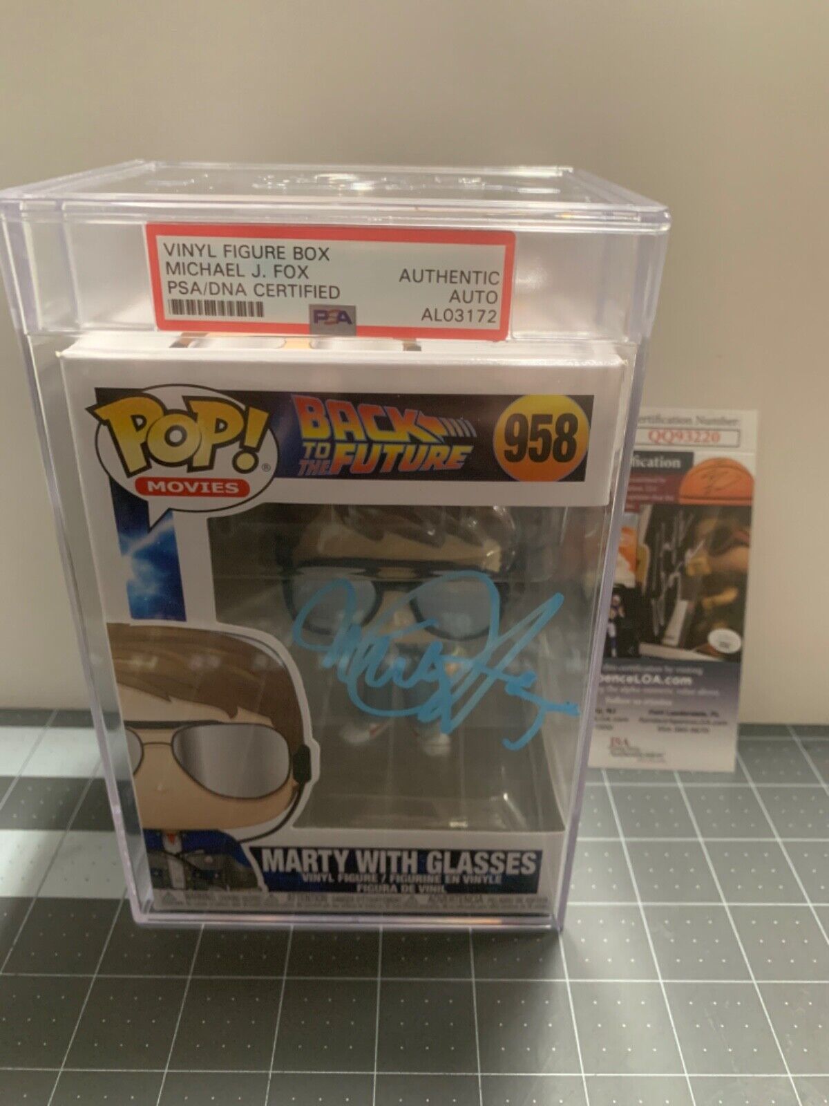 Michael J Fox Signed Funko Pop PSA Slabbed Certified 958 Marty with Glasses