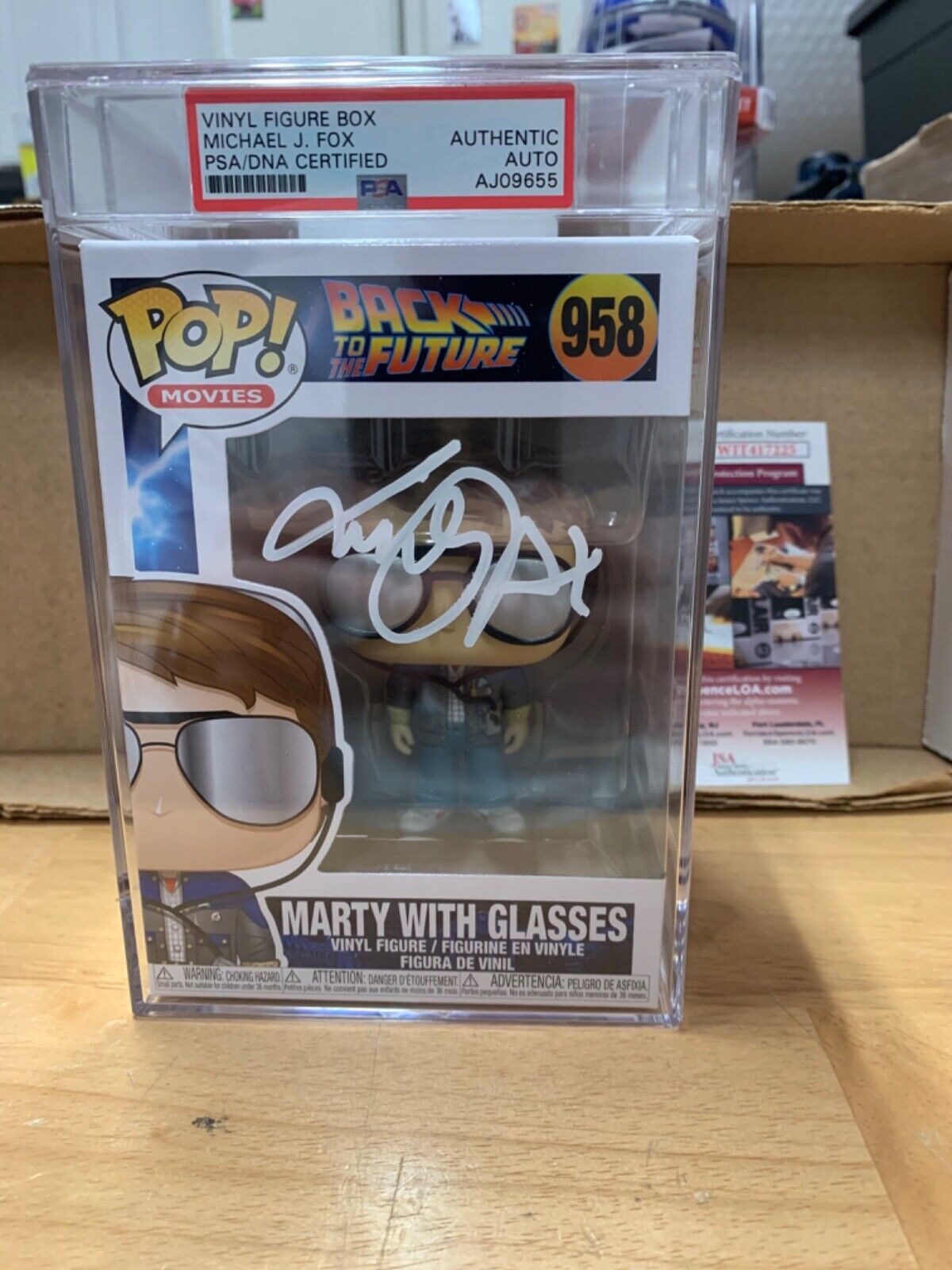 Michael J Fox Signed Funko Pop PSA Slabbed Certified 958 Marty with Glasses C