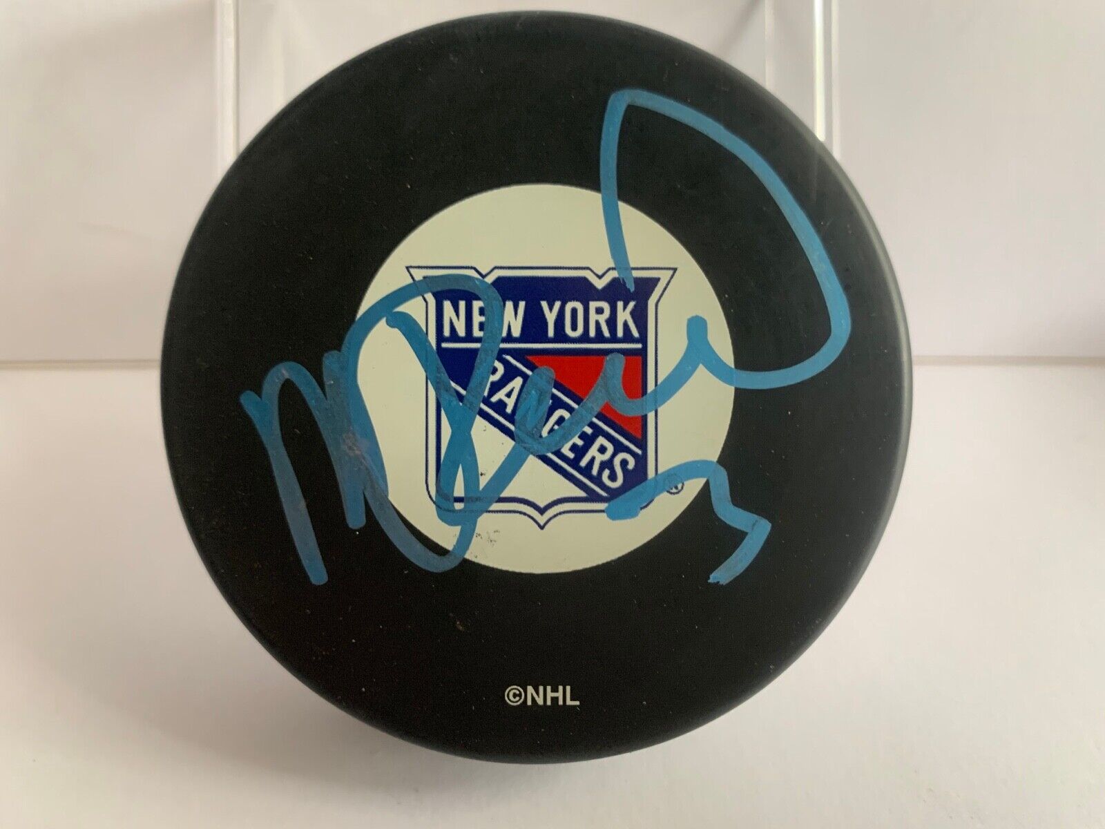 Michael Rozisval Autographed Official Licensed NHL Puck with New York Rangers