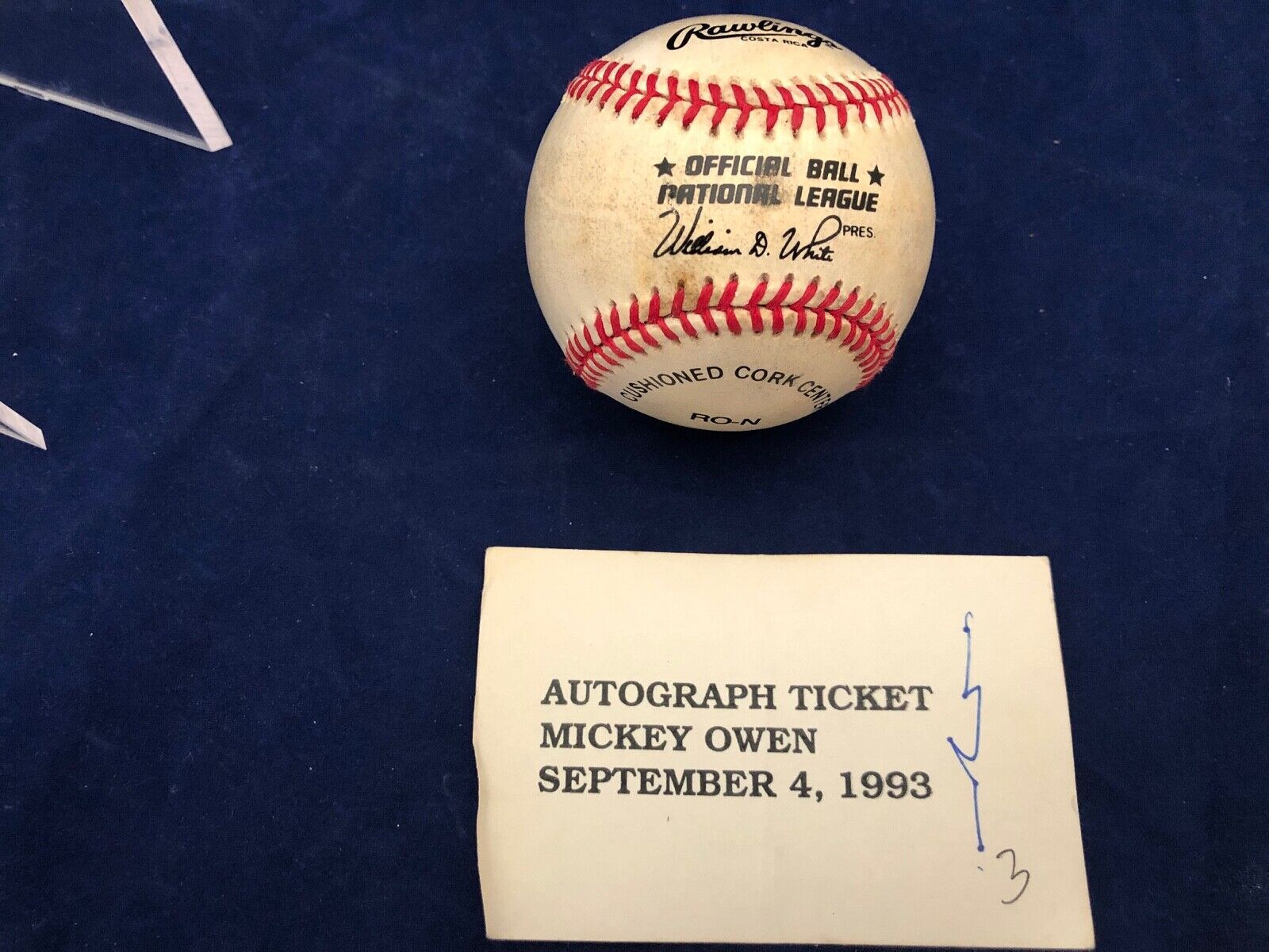 Mickey Owen Brooklyn Dodgers signed autographed Baseball with inscription