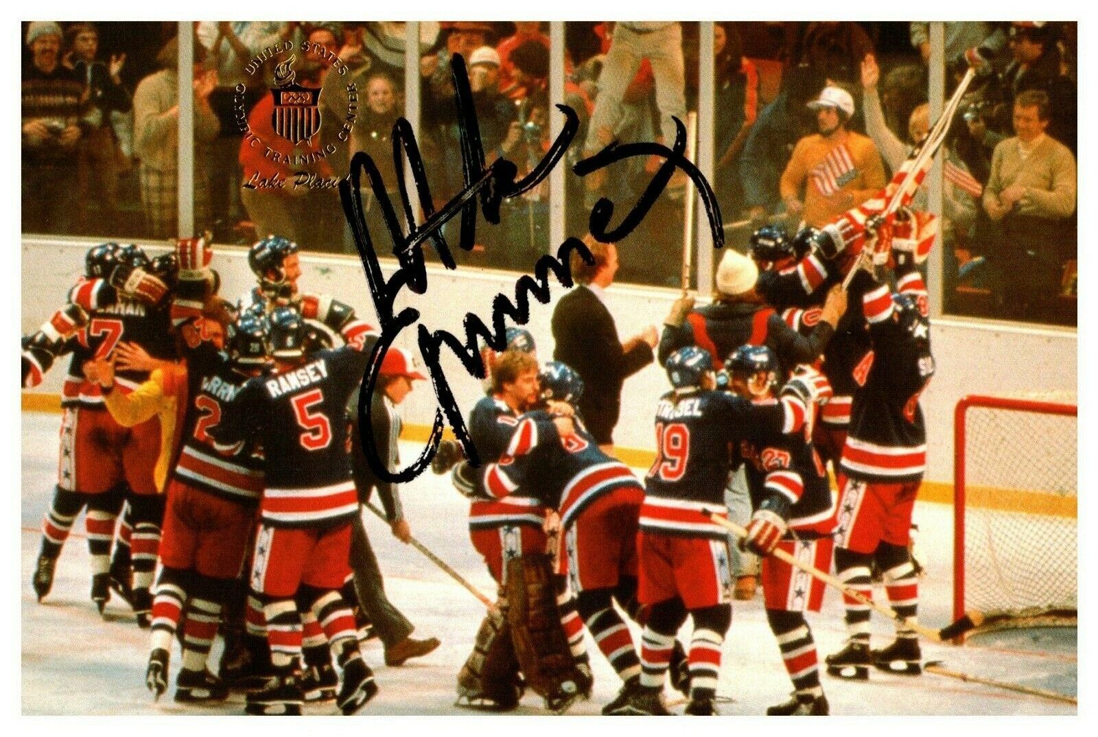 Mike Eruzione 1980 Gold Olympic Signed Autographed 4x6 Color Postcard