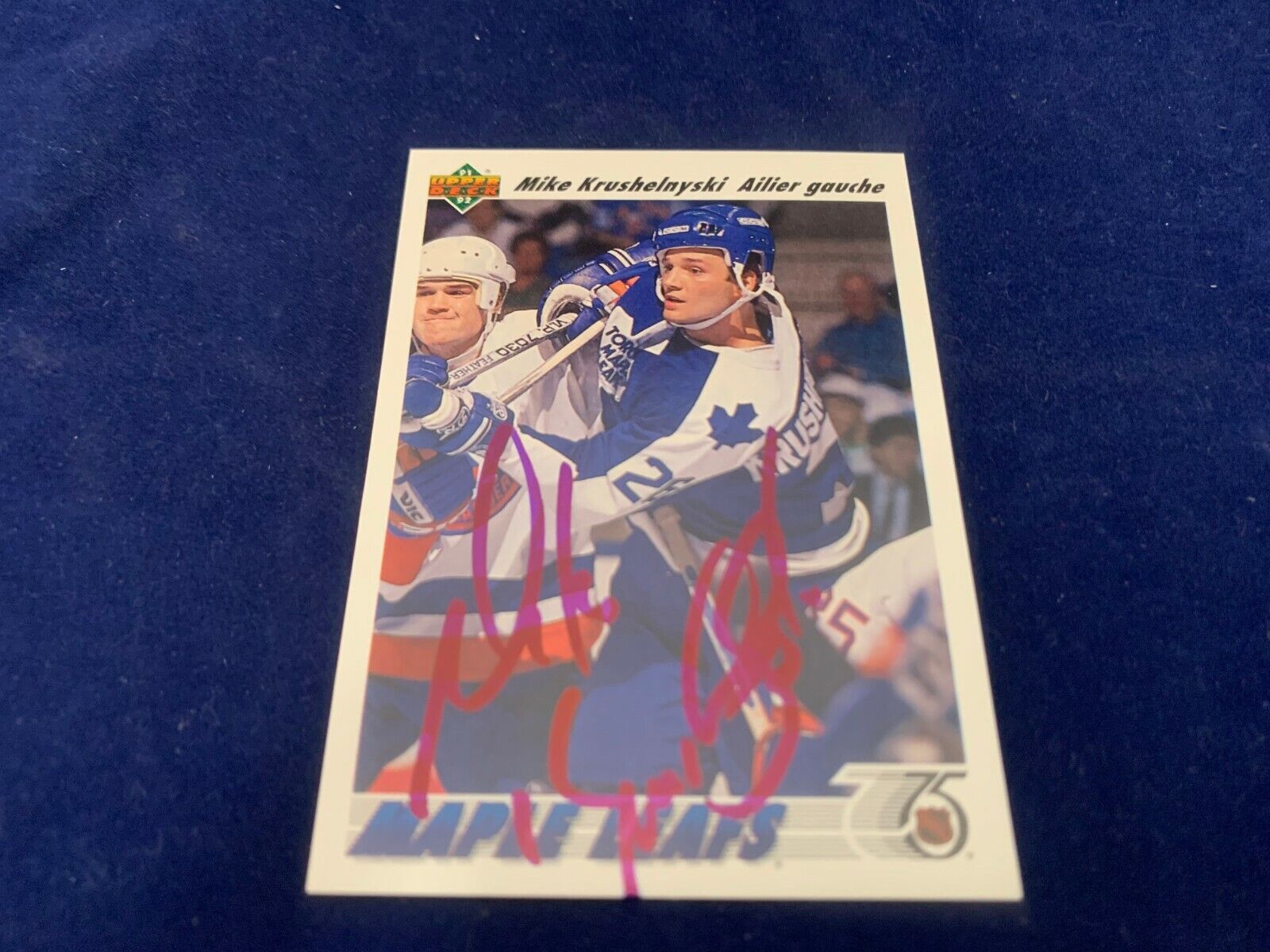 Mike Krushelnyski Toronto Leafs Hand Signed 1991 Upper Deck Hockey Card 320 NM