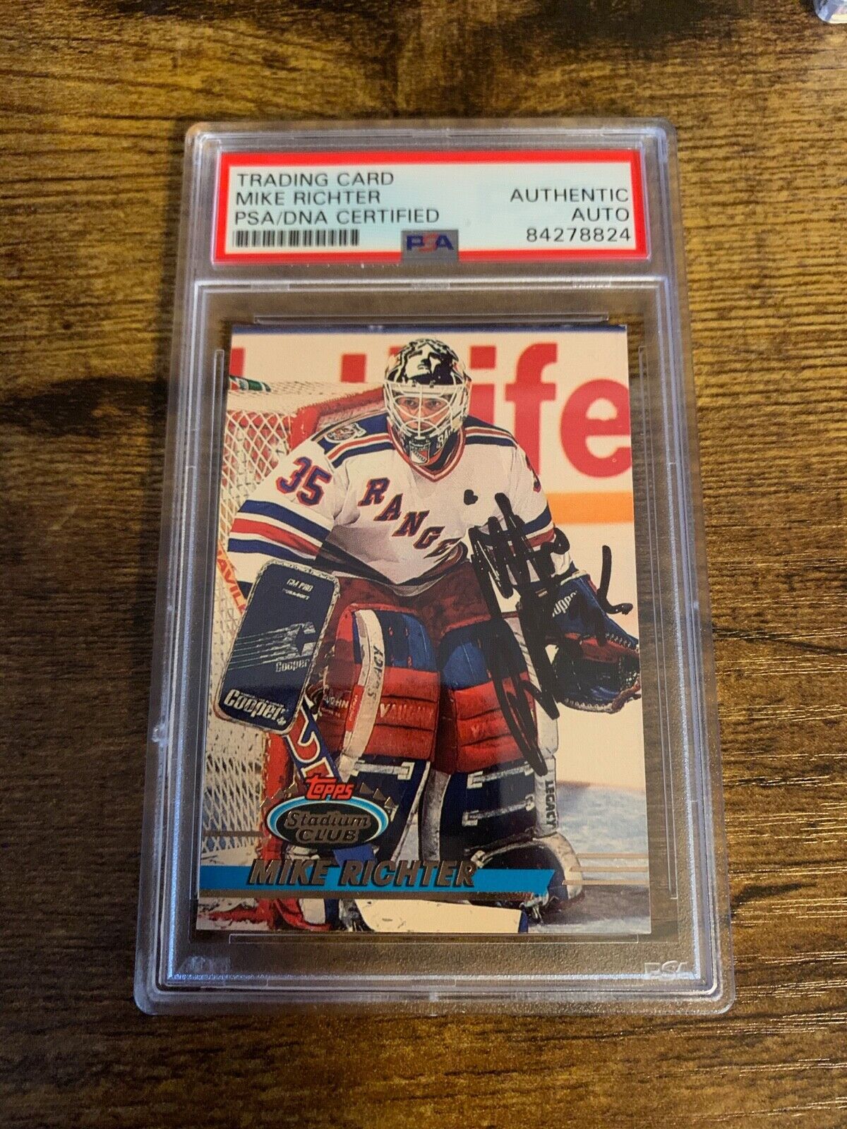Mike Richter Autographed 1991/92 Topps Stadium Club Card PSA Certified Slabbed