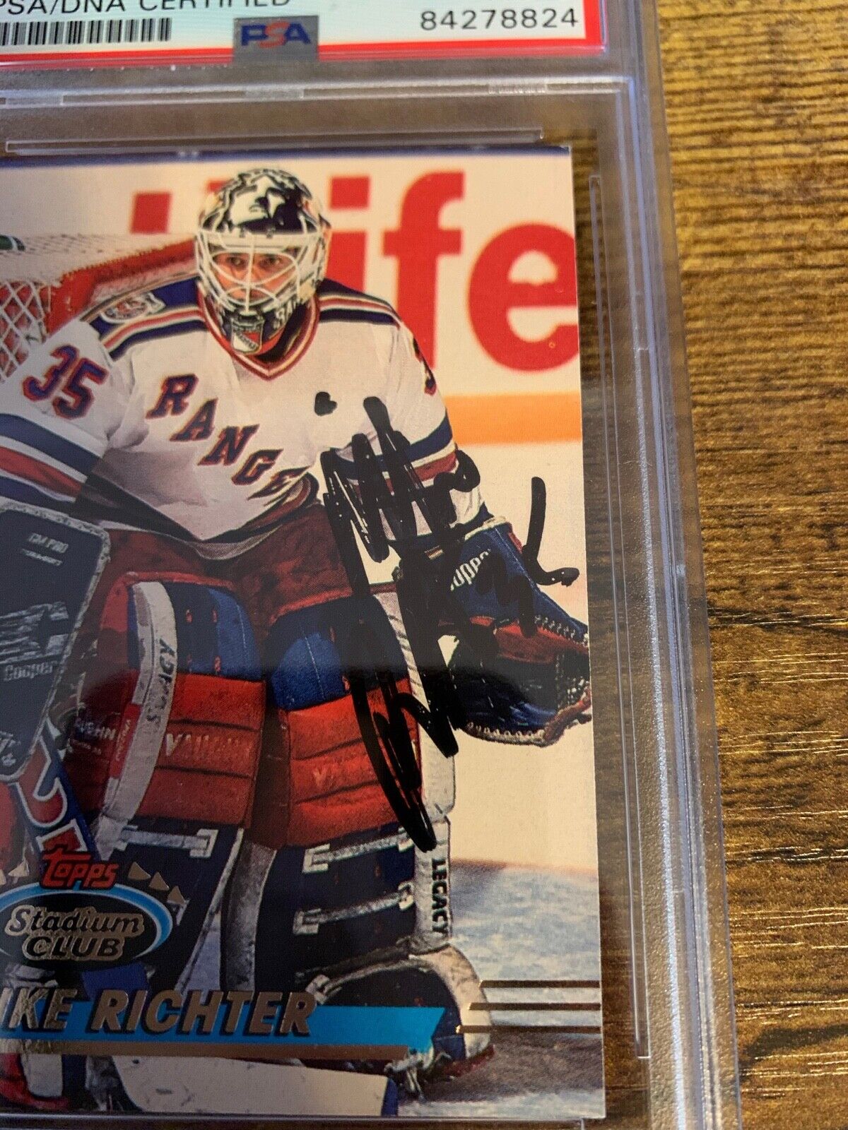Mike Richter Autographed 1991/92 Topps Stadium Club Card PSA Certified Slabbed
