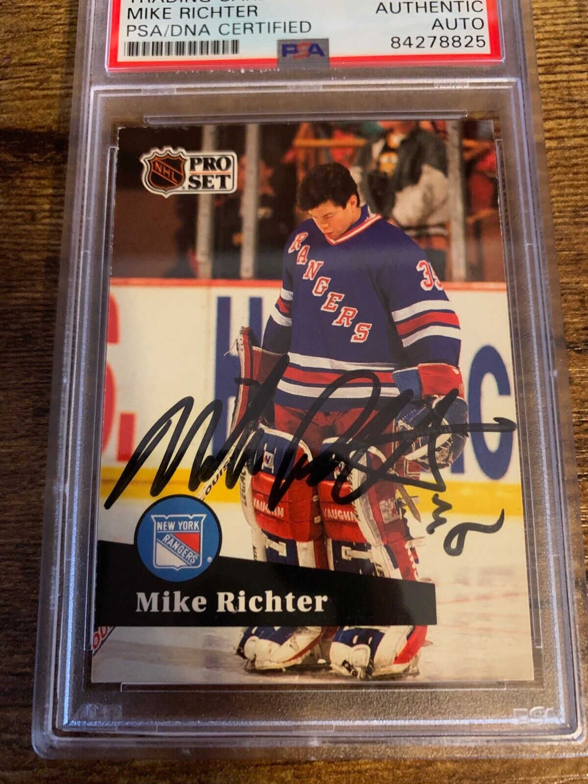 Mike Richter Autographed Signed 1990/91 NHL Pro Set Card PSA Certified Slabbed