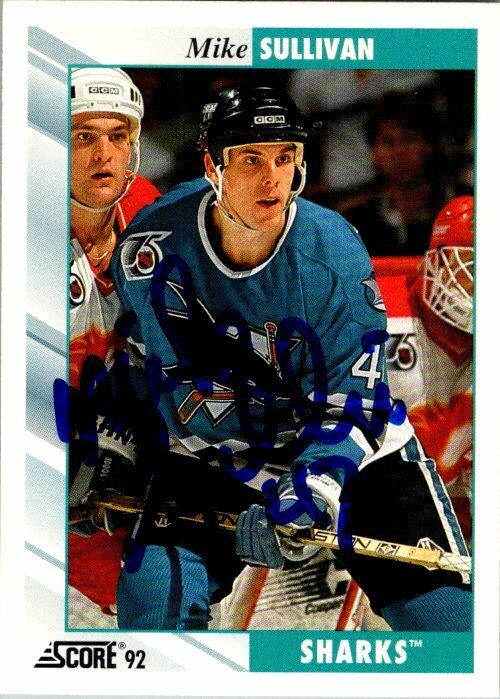 Mike Sullivan San Jose Sharks Hand Signed 1992-93 Score Hockey Card 533 NM-MT