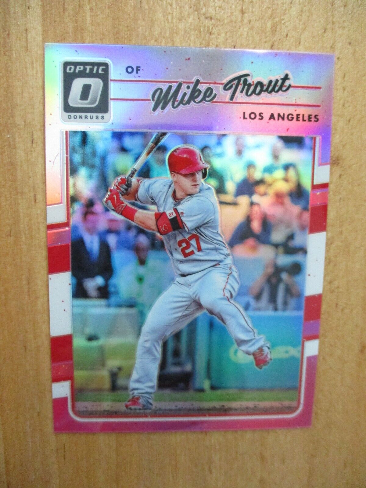 Mike Trout 2017 Donruss Optic Pink Prizm Refractor 107 Los Angeles Panini Card