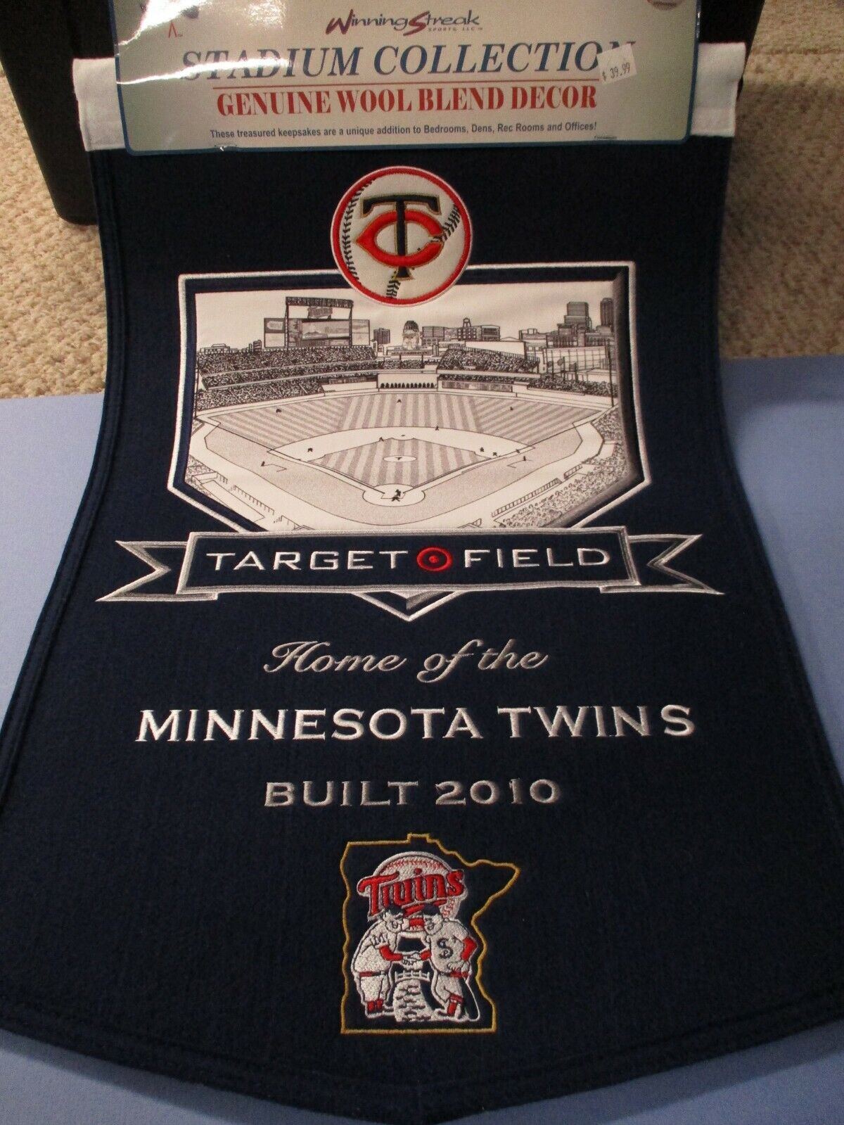 Minnesota Twins Target Field Winning Streak Embroidered  Stadium Banner 21x14