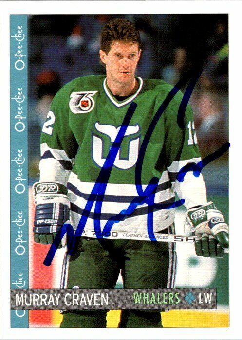 Murray Craven Hartford Whalers Hand Signed 1992-93 OPC Hockey Card 127 NM-MT