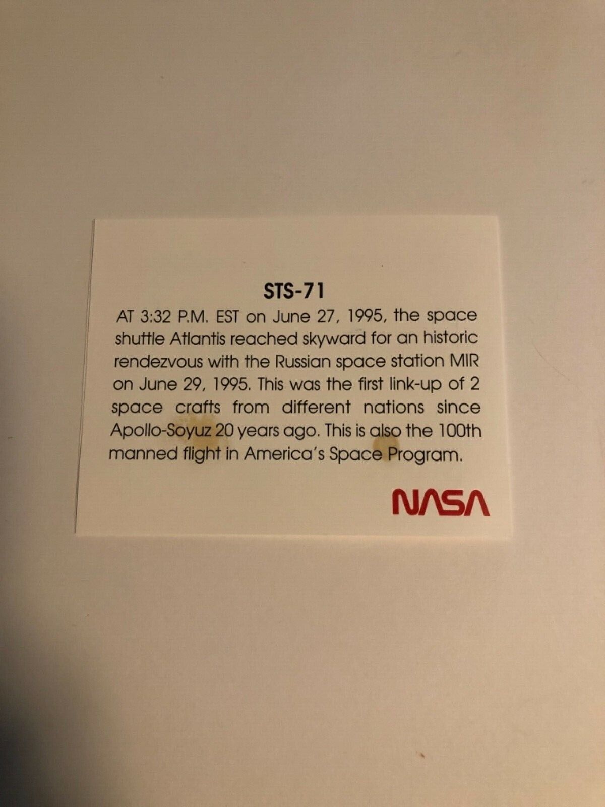 NASA STS-71 Atlantis 1995 Phone Card Set Sprint