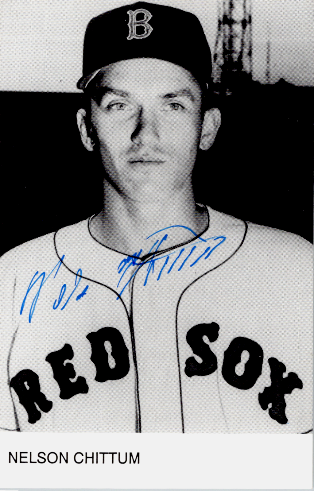 Nelson Chittum Boston Red Sox 3.5x5.5 Signed Photo in Great Condition