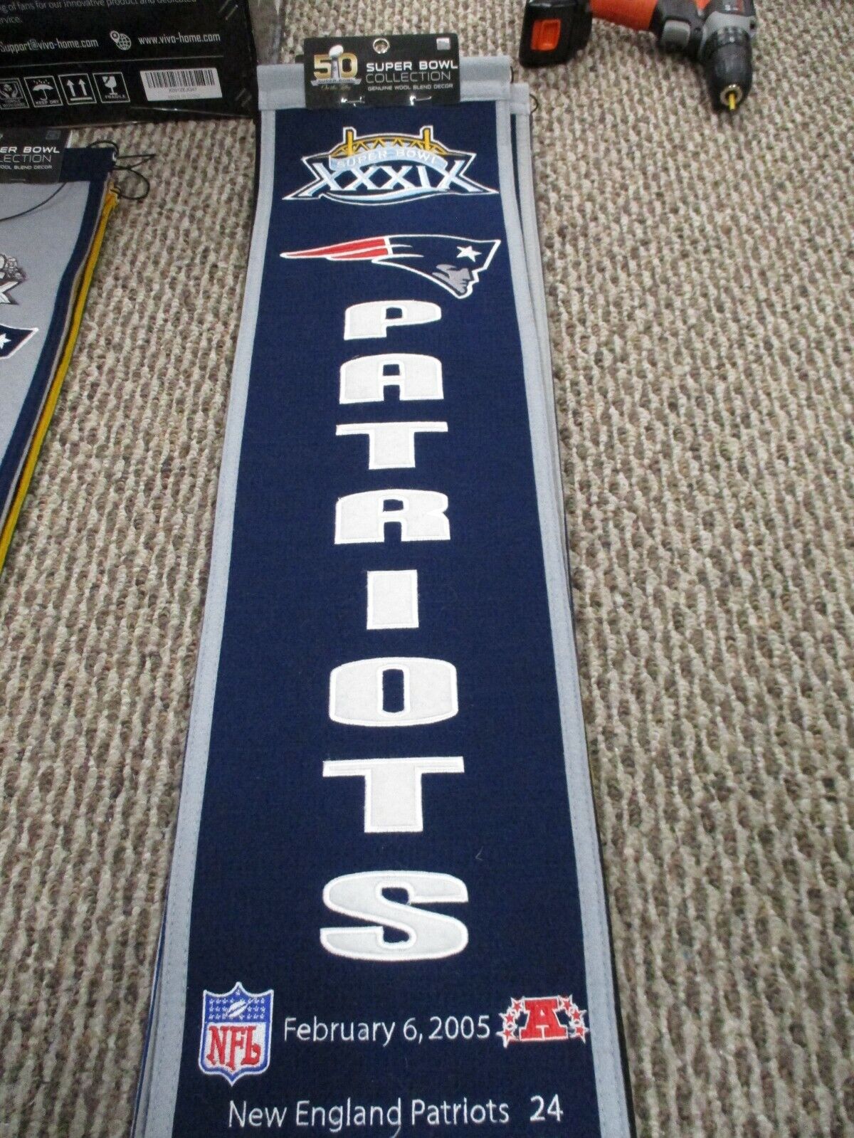 New England Patriots Super Bowl XXXIX Champions Embroidered Banner Heritage
