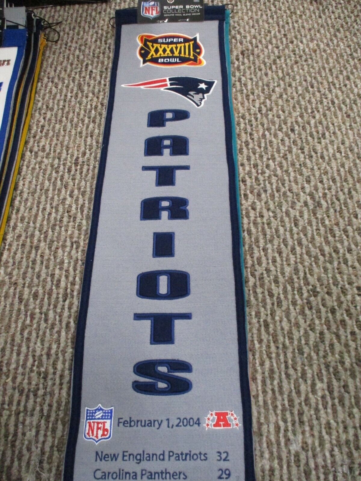 New England Patriots Super Bowl XXXVIII Champions Embroidered Banner Heritage