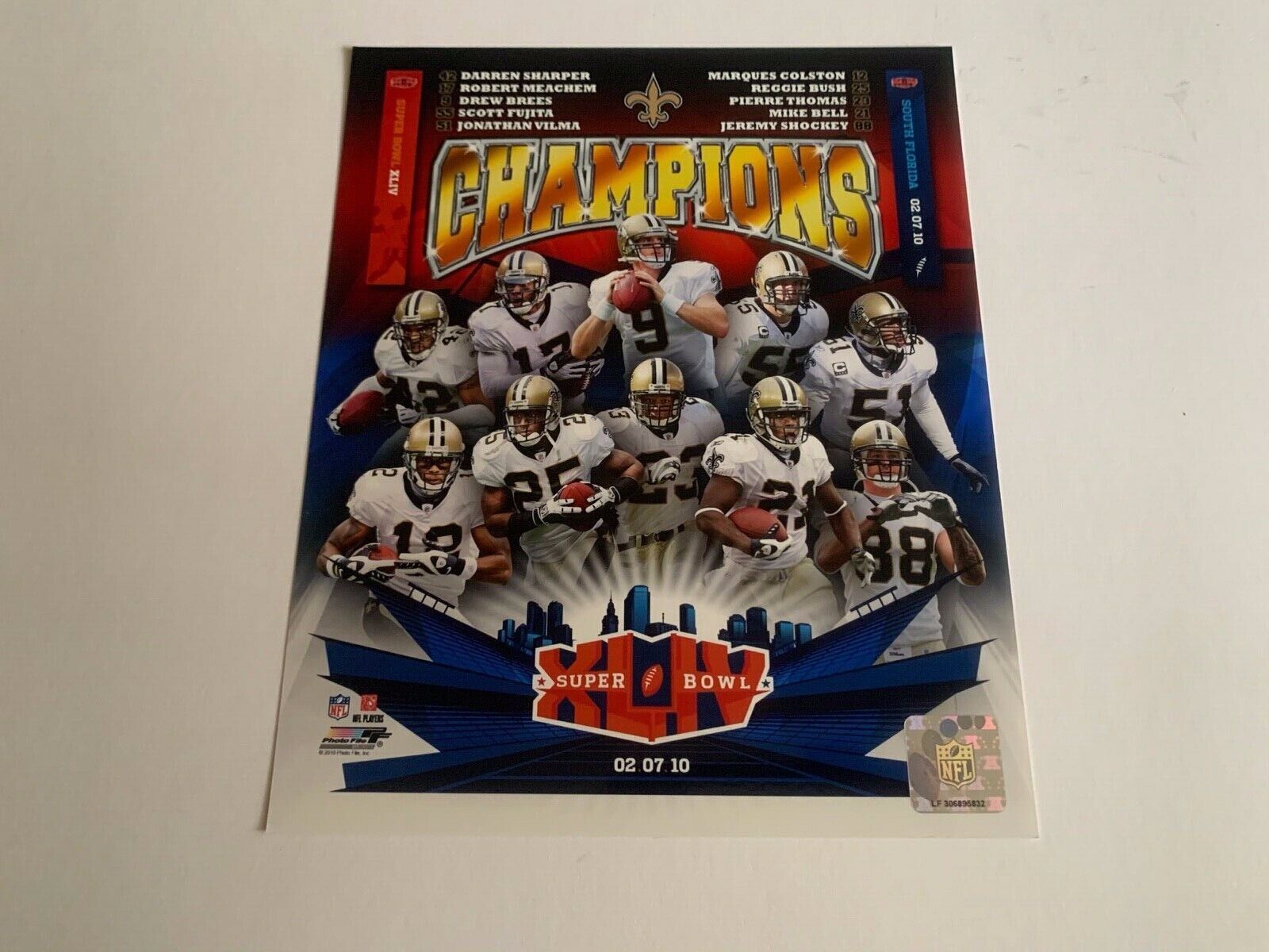 New Orleans Saints Championships 8x10 Color Photo with NFL Hologram
