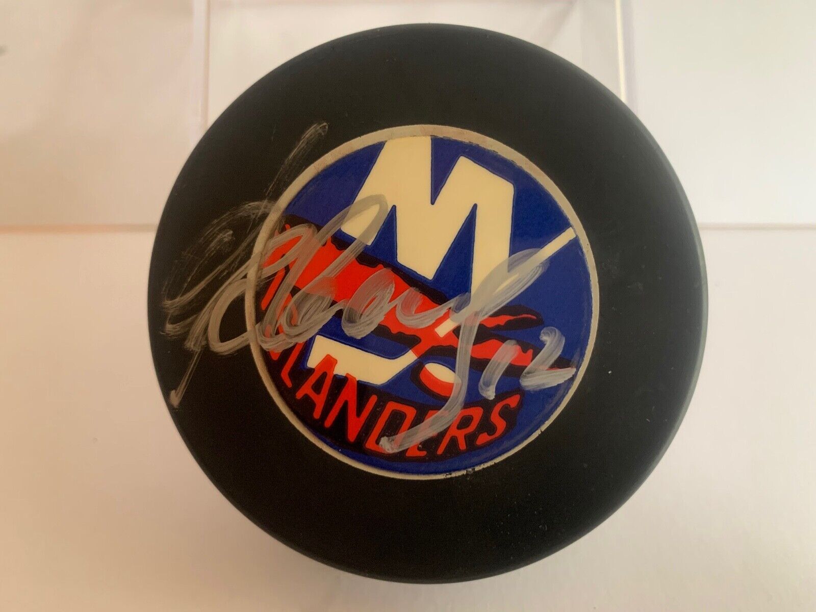 Oleg Kvasha Autographed Official NHL Hockey Puck New York Islanders Logo